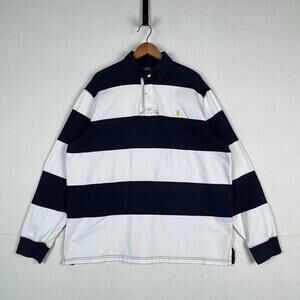 Ralph Lauren Navy and White Striped Casual Button Down Shirt